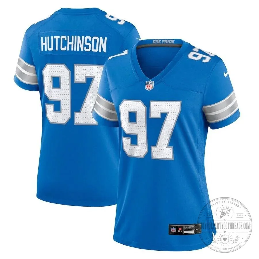 Aidan Hutchinson Detroit Lions NFL Football Team Blue Fan Jersey