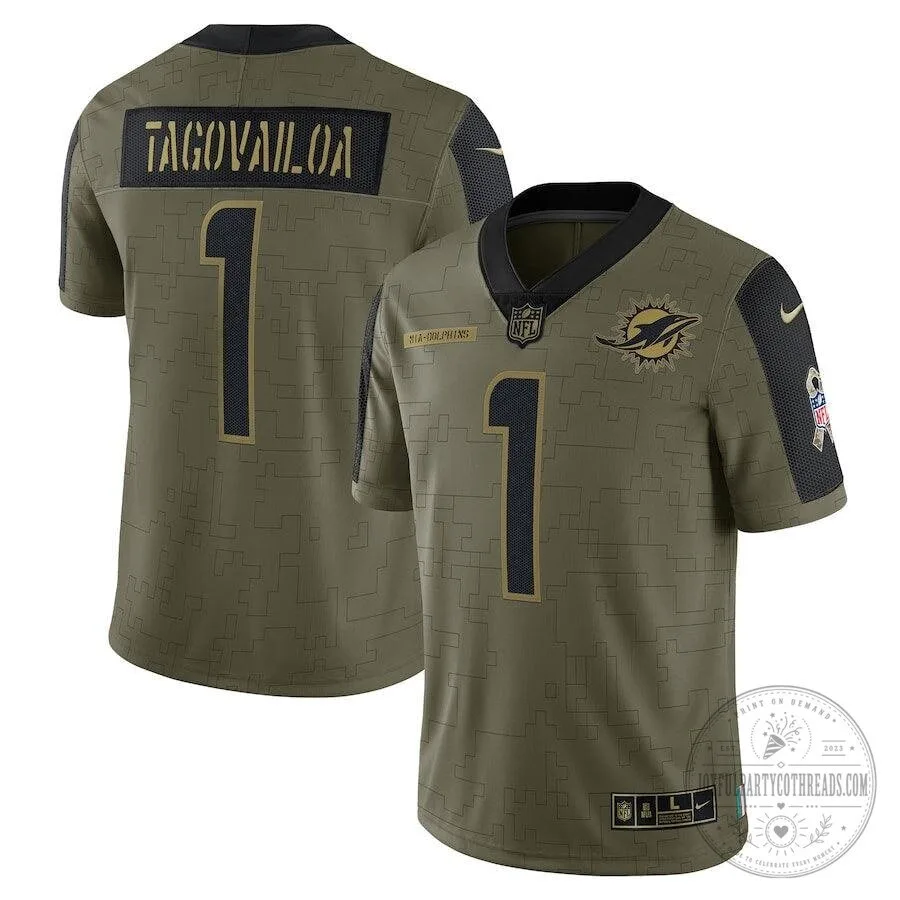 Tua Tagovailoa Miami Dolphins Salute To Service Football Jersey 1 Tua Tagovailoa Miami Dolphins Salute To Service Football Jersey