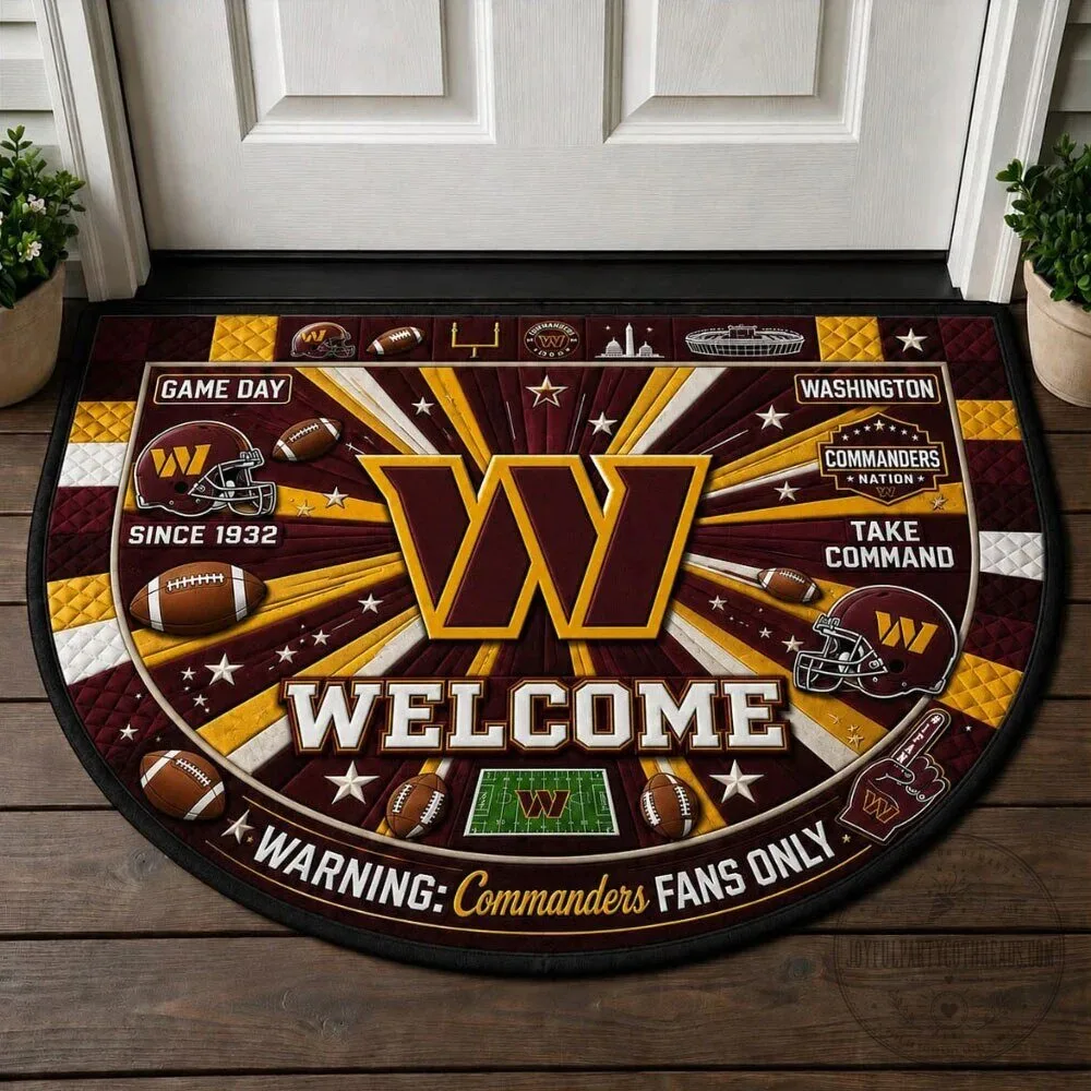 Washington Commanders Football Team Welcome Mat Doormat for Game Day