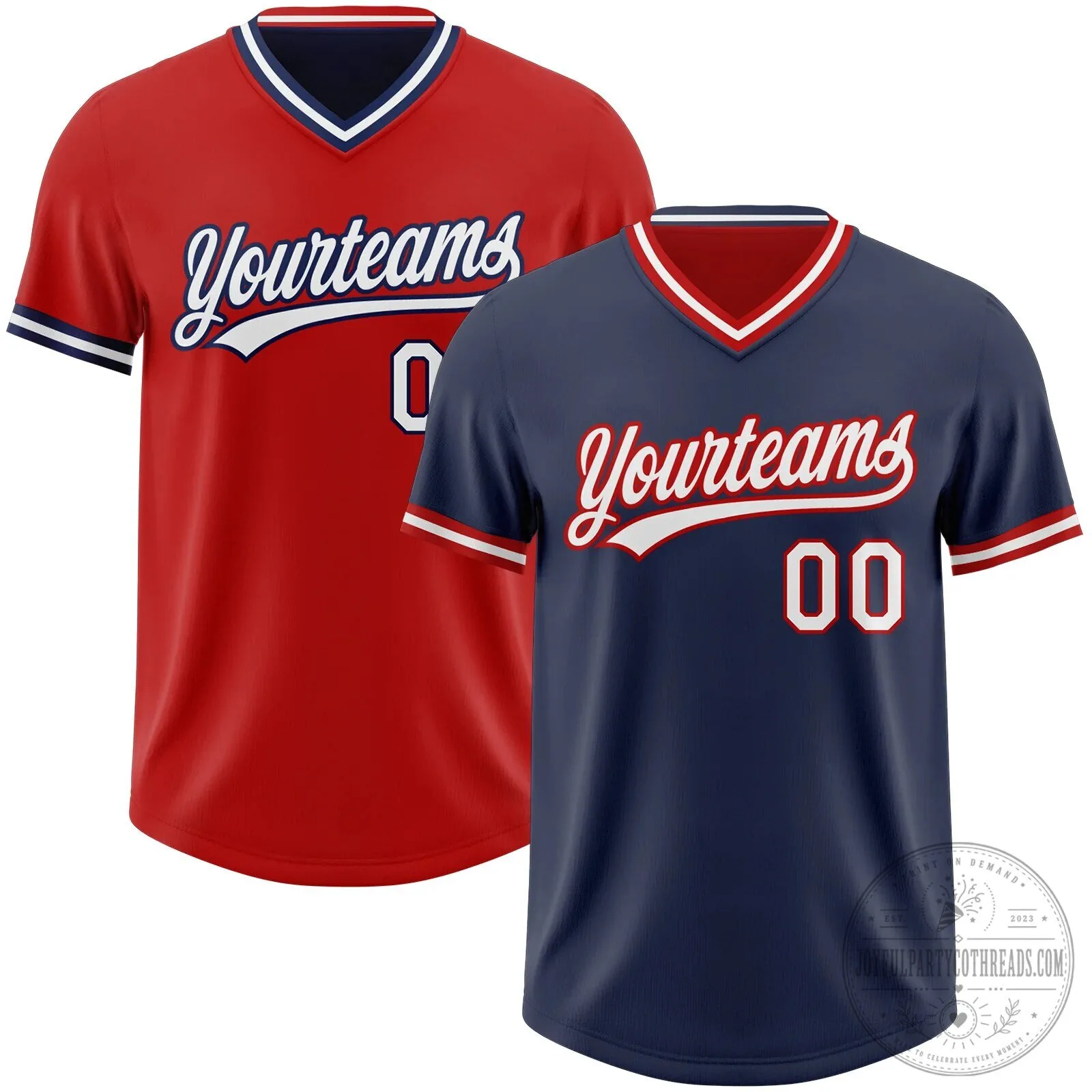 Custom Red Navy White Reversible Baseball Jersey Shirt for Sports Teams
