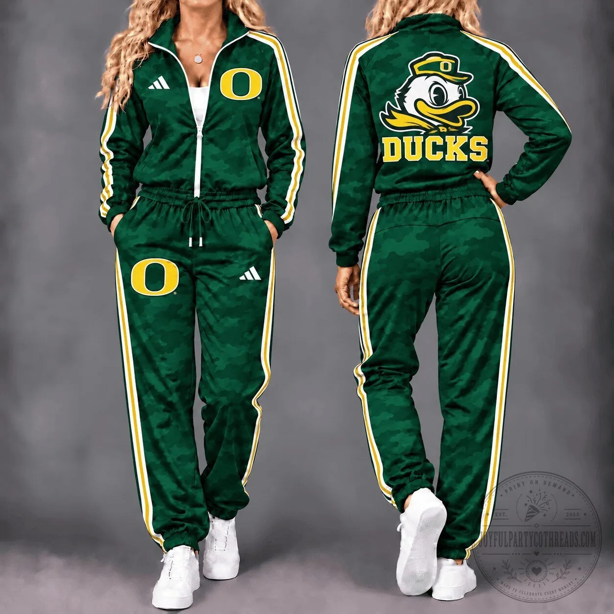 Oregon Ducks NCAA College Team Logo Camouflage Pattern Zip-Up Hoodie Tracksuit