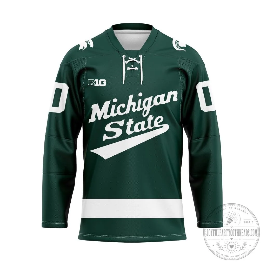 Michigan State University Spartans Green and White Ice Hockey Jersey