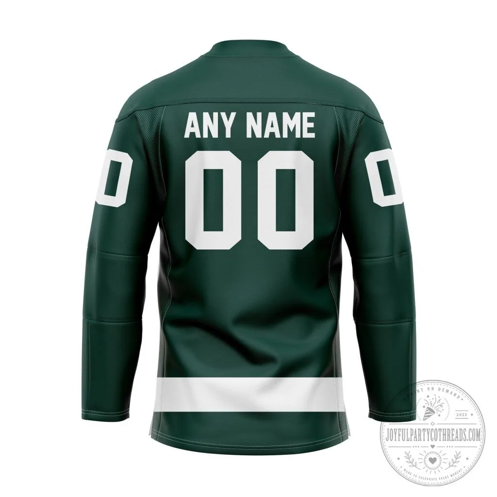Michigan State University Spartans Green and White Ice Hockey Jersey 3 Michigan State University Spartans Green and White Ice Hockey Jersey