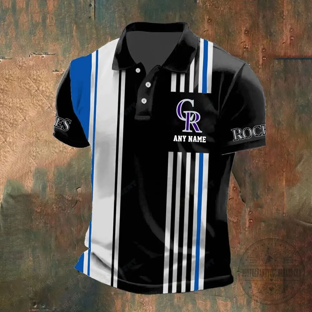 Colorado Rockies Personalized Black and White Striped Polo Shirt 8 Colorado Rockies Personalized Black and White Striped Polo Shirt