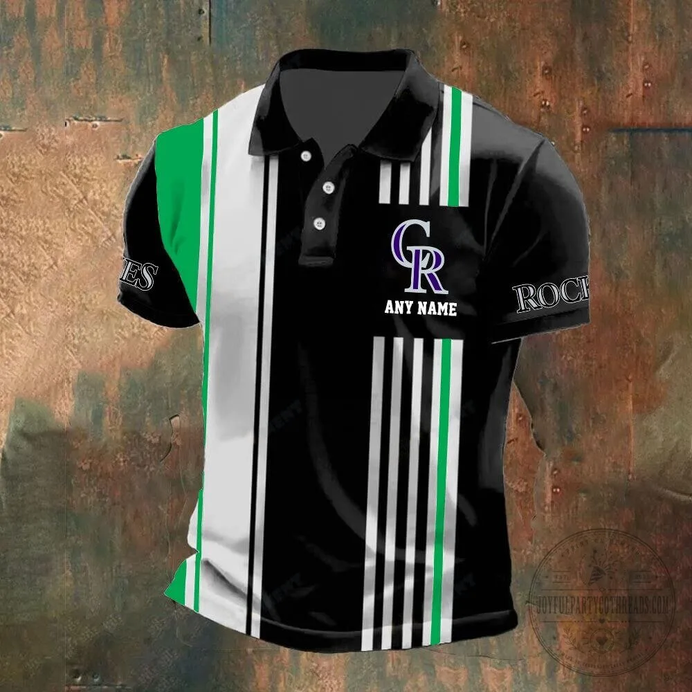Colorado Rockies Personalized Black and White Striped Polo Shirt 9 Colorado Rockies Personalized Black and White Striped Polo Shirt