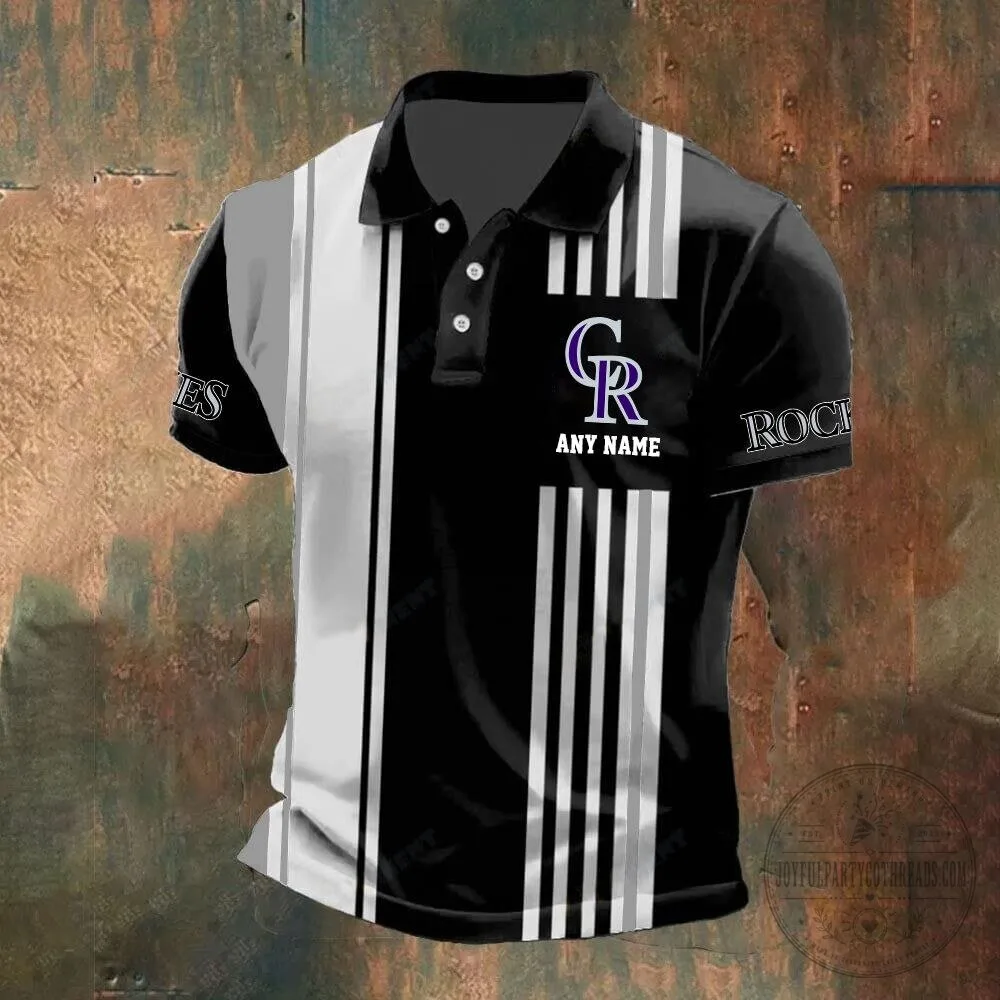 Colorado Rockies Personalized Black and White Striped Polo Shirt 10 Colorado Rockies Personalized Black and White Striped Polo Shirt
