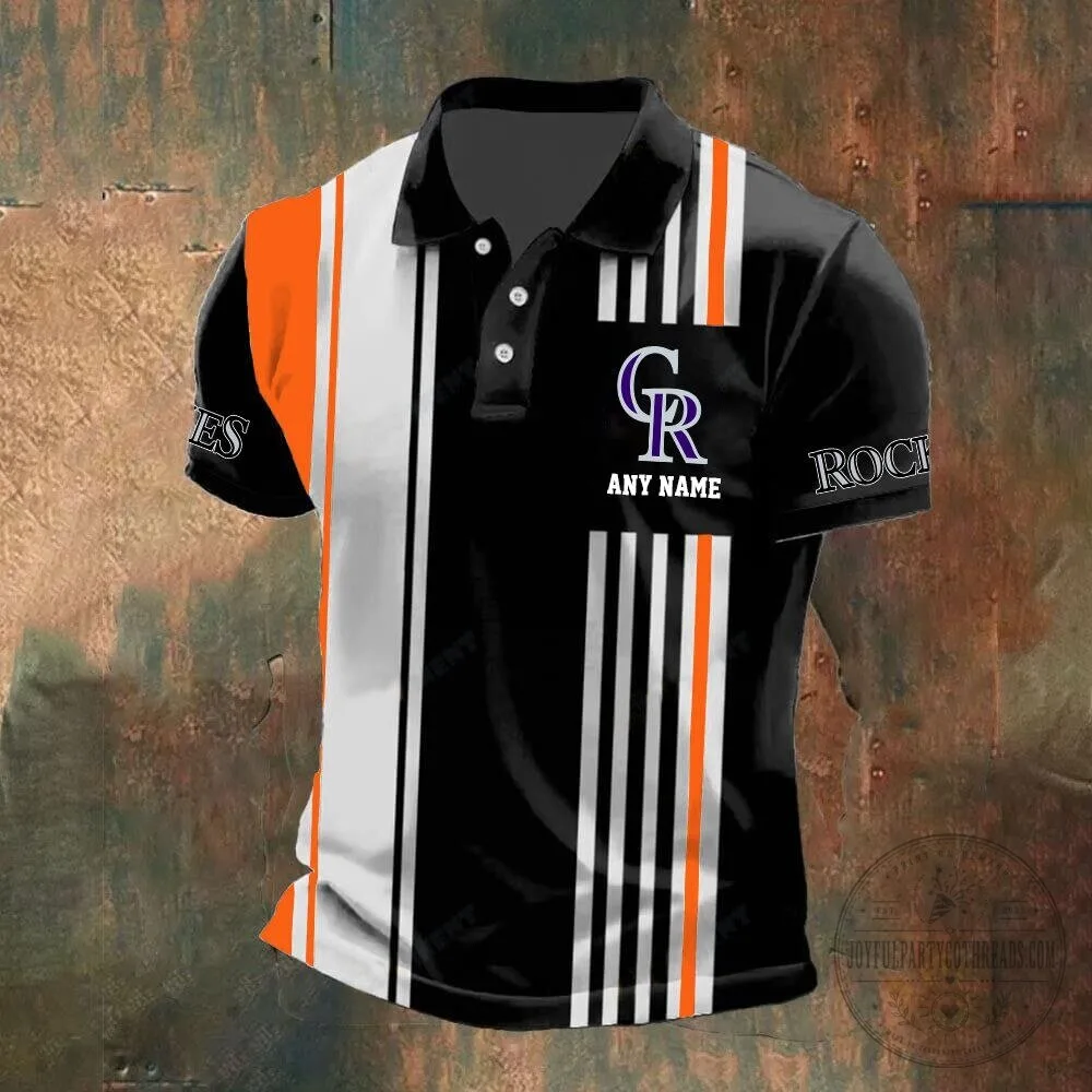 Colorado Rockies Personalized Black and White Striped Polo Shirt 11 Colorado Rockies Personalized Black and White Striped Polo Shirt