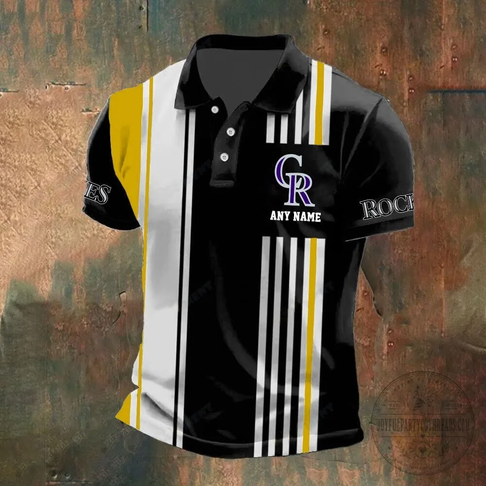 Colorado Rockies Personalized Black and White Striped Polo Shirt 13 Colorado Rockies Personalized Black and White Striped Polo Shirt