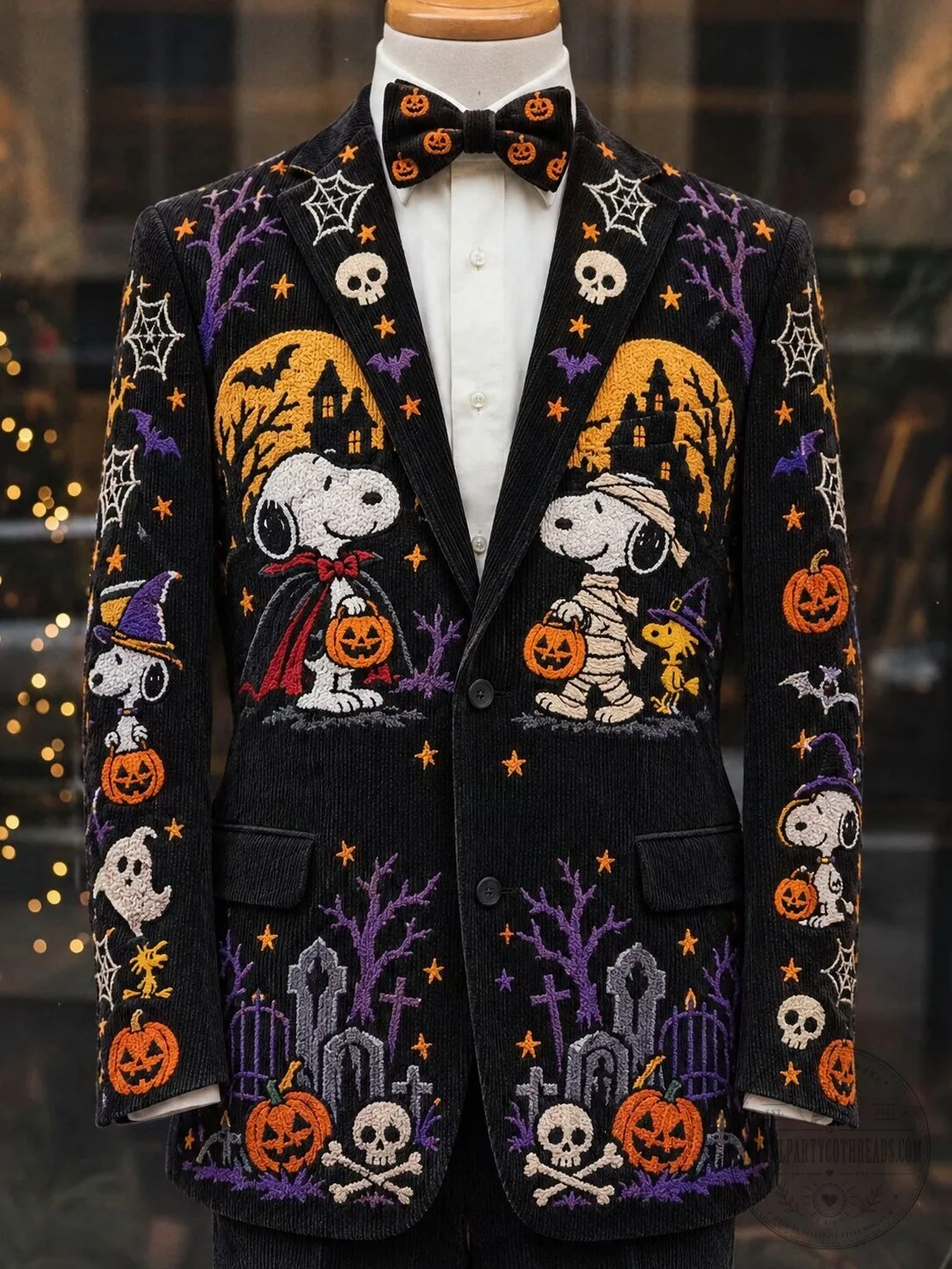 Snoopy Peanuts Halloween Embroidered Corduroy Blazer Suit Jacket