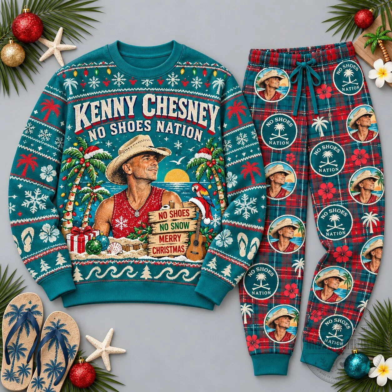 Kenny Chesney No Shoes Nation Christmas Holiday Festive Sweatshirt