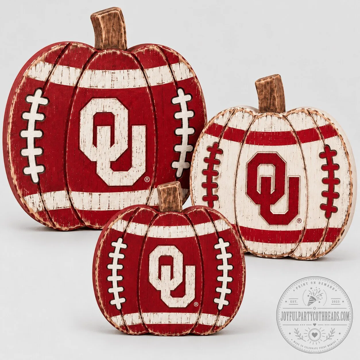 Oklahoma Sooners Football Pumpkin Fall Harvest Tabletop Decor
