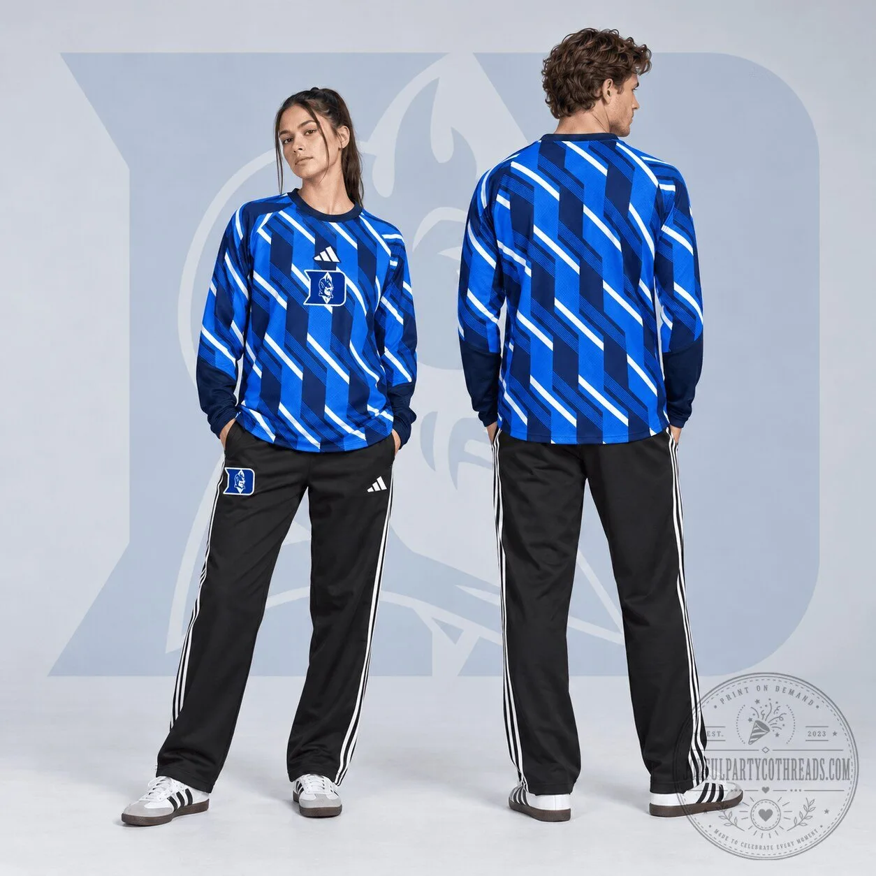 Duke Blue Devils NCAA Diagonal Stripe Performance Long Sleeve Shirt