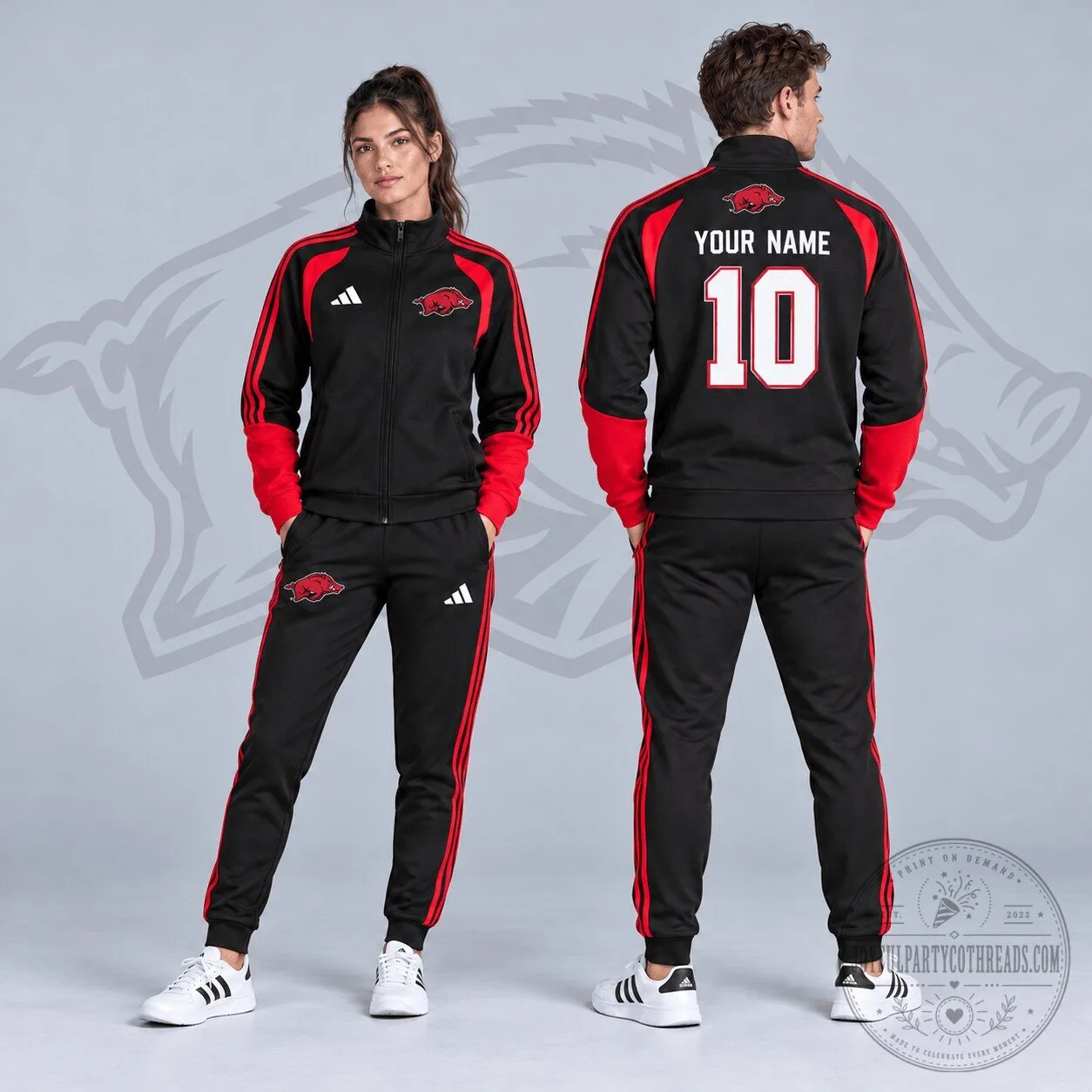 Arkansas Razorbacks Personalized Full-Zip Track Jacket and Jogger Pants Set