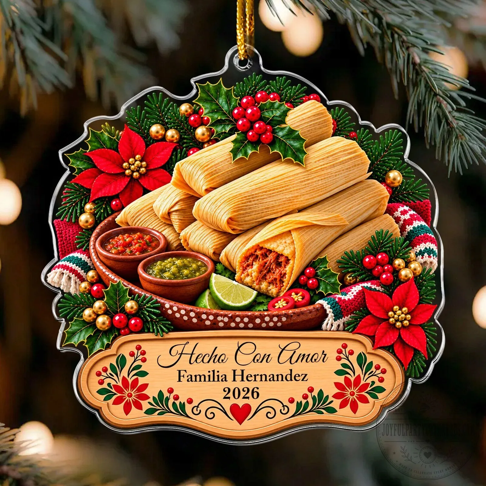 Hecho Con Amor Familia Hernandez Tamales Christmas Holiday Ornament