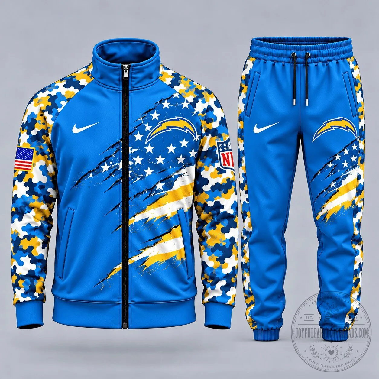 Los Angeles Chargers Patriotic Camouflage Full-Zip Tracksuit Jacket