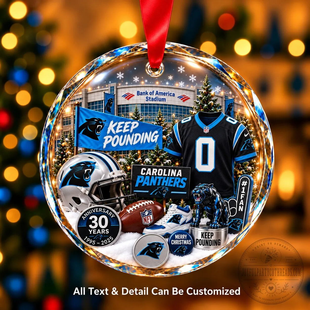 Carolina Panthers Christmas Ornament Personalized Bank of America Stadium Keepsake Gift
