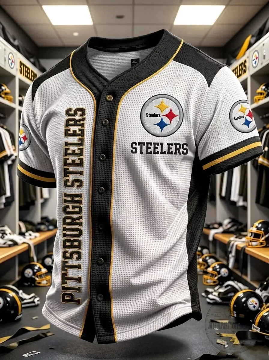 Pittsburgh Steelers Baseball Team Fan Apparel Button-Down Jersey