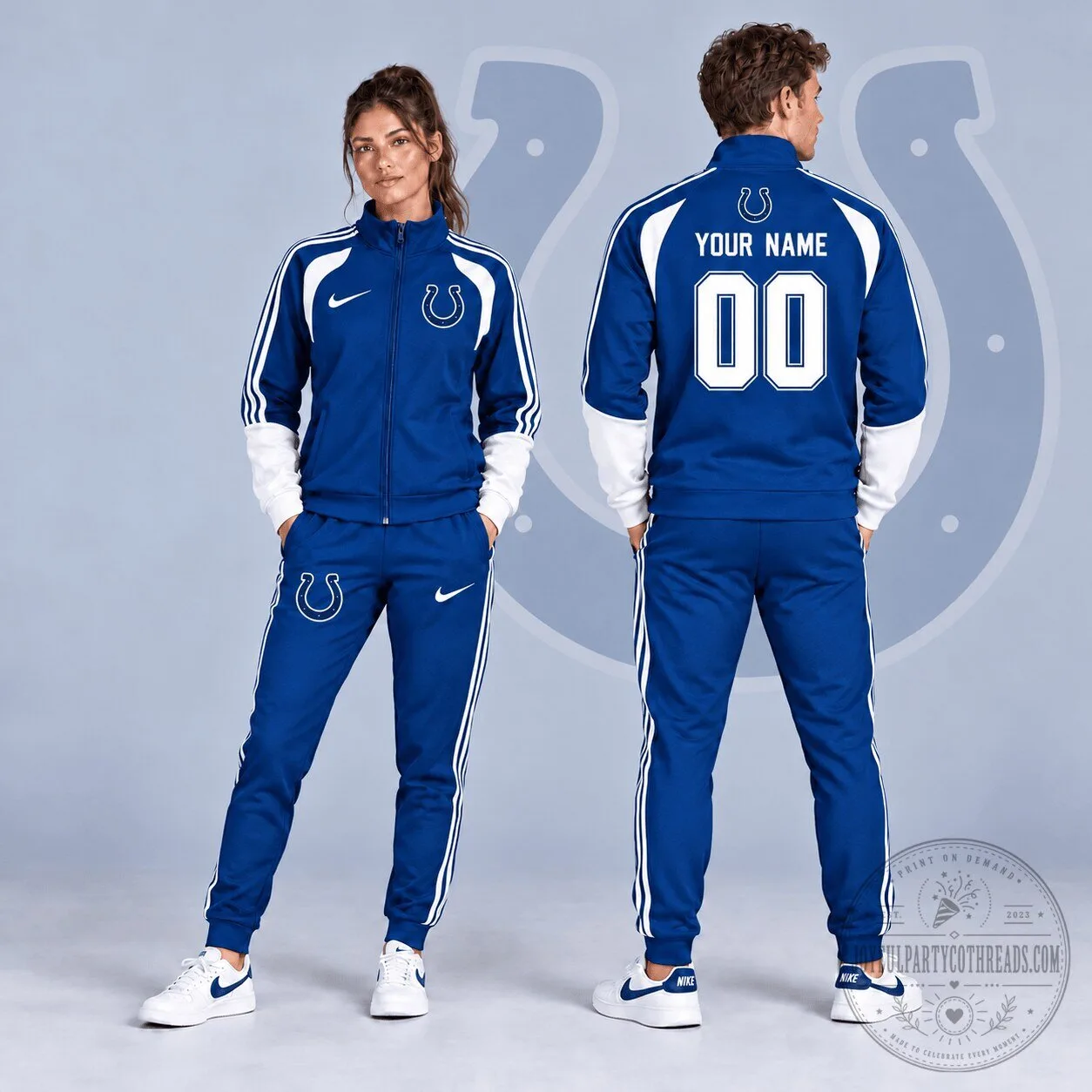 Indianapolis Colts Custom Name Number Varsity Colorblock Full Zip Tracksuit Jacket