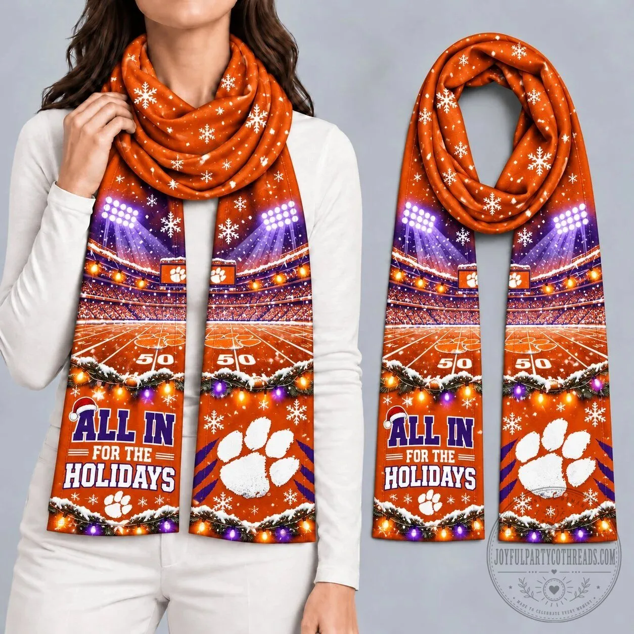 Clemson Tigers Football Christmas Stadium Winter Scarf