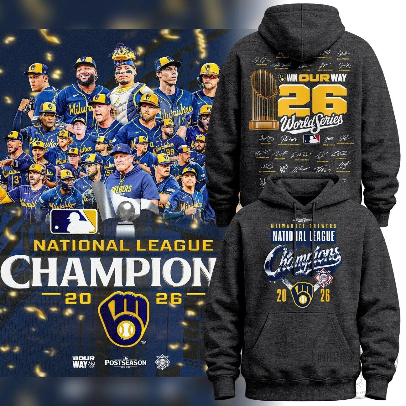 Milwaukee Brewers National League Champions 2026 World Series Gray Hoodie