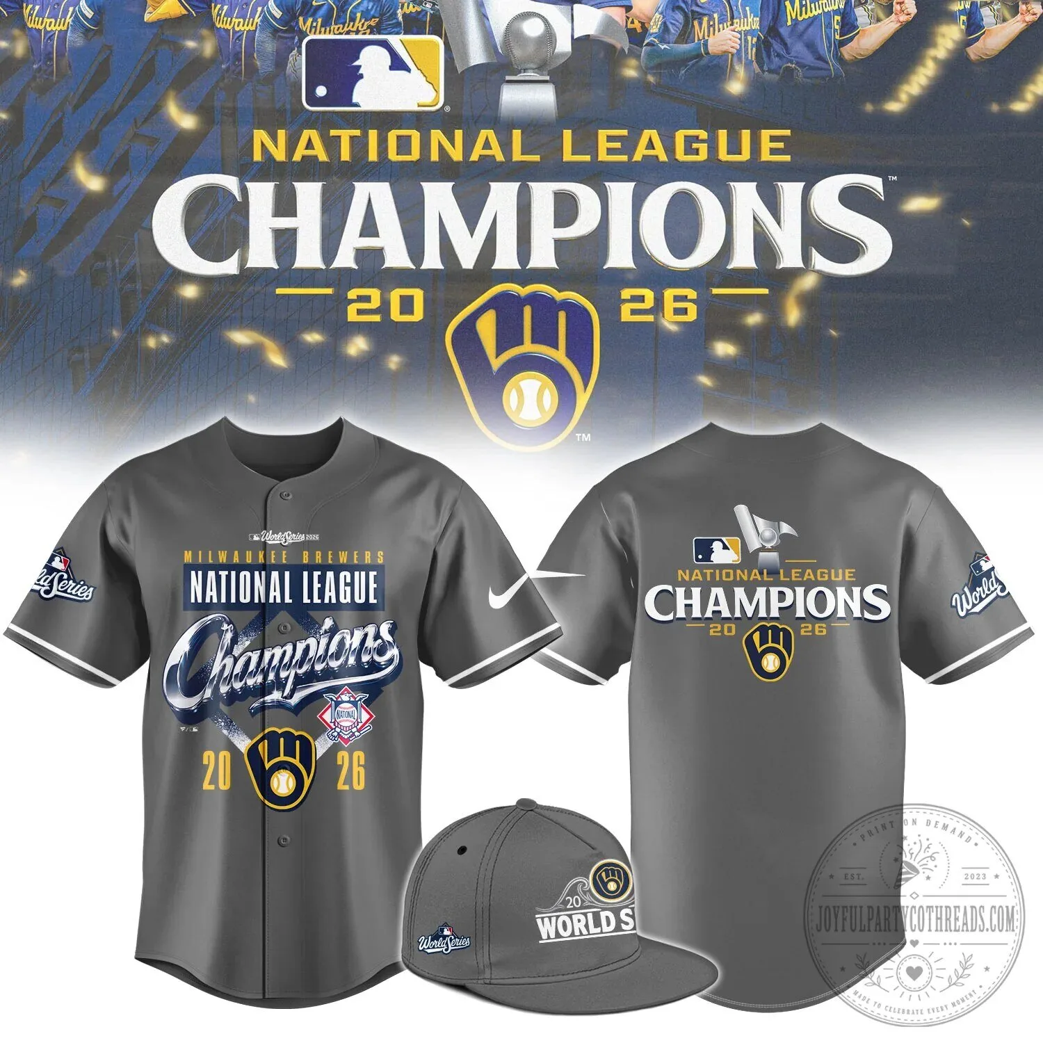 Milwaukee Brewers 2026 National League Champions Locker Room Baseball Jersey