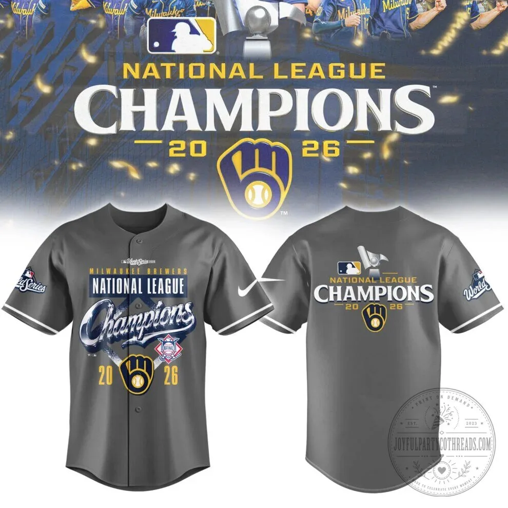 Milwaukee Brewers 2026 National League Champions Locker Room Baseball Jersey 4 Milwaukee Brewers 2026 National League Champions Locker Room Baseball Jersey