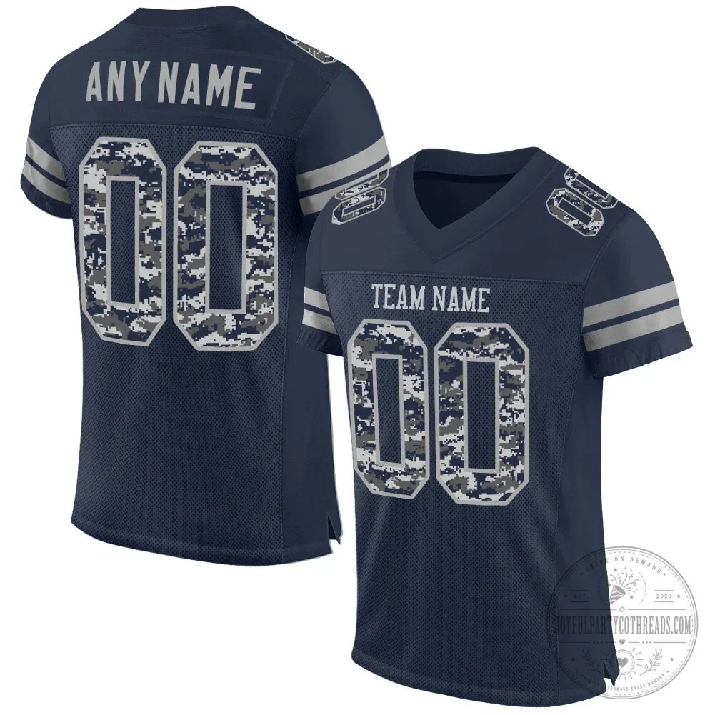 Custom Navy Blue Digital Camouflage Pattern Football Jersey 3 Custom Navy Blue Digital Camouflage Pattern Football Jersey