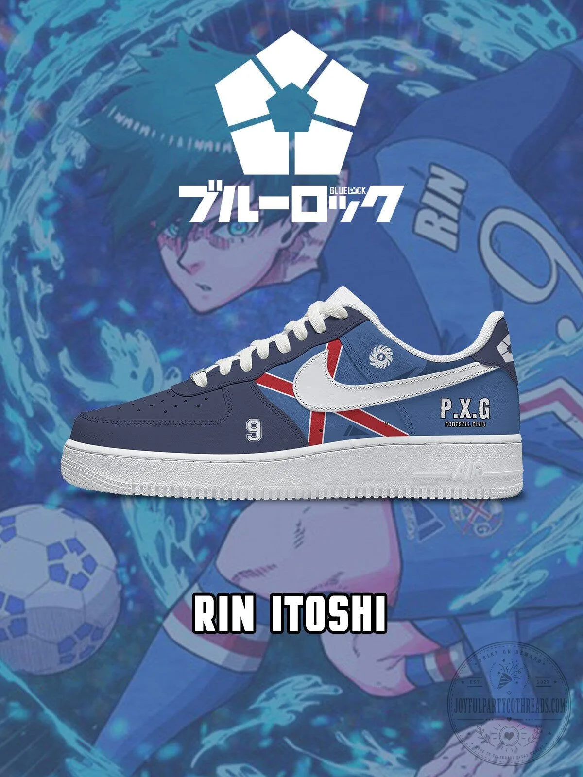 Rin Itoshi Blue Lock Anime Custom Air Force 1 Style Sneakers