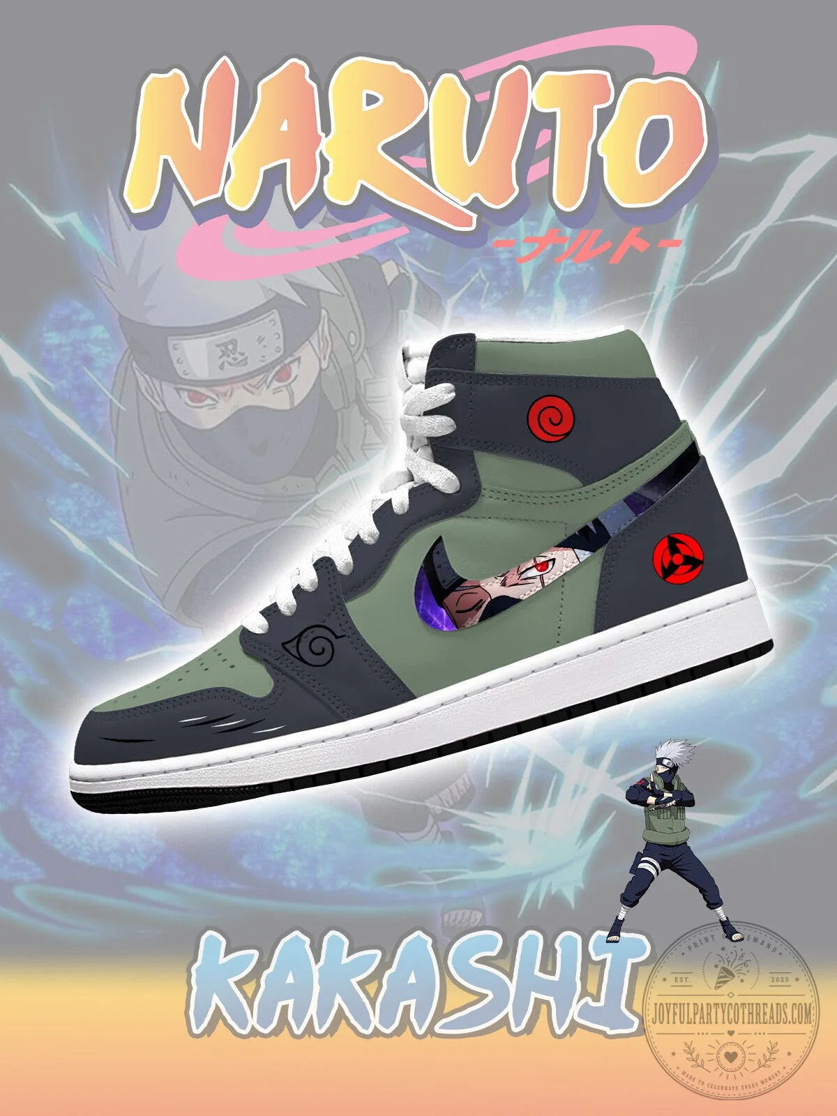 Naruto Kakashi Hatake Anime Shinobi High Top Sneakers Shoes 1 Naruto Kakashi Hatake Anime Shinobi High Top Sneakers Shoes