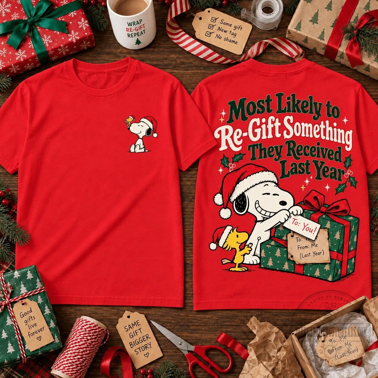 Snoopy Most Likely To Re-Gift Something Christmas Red T-Shirt 1 Snoopy Most Likely To Re-Gift Something Christmas Red T-Shirt