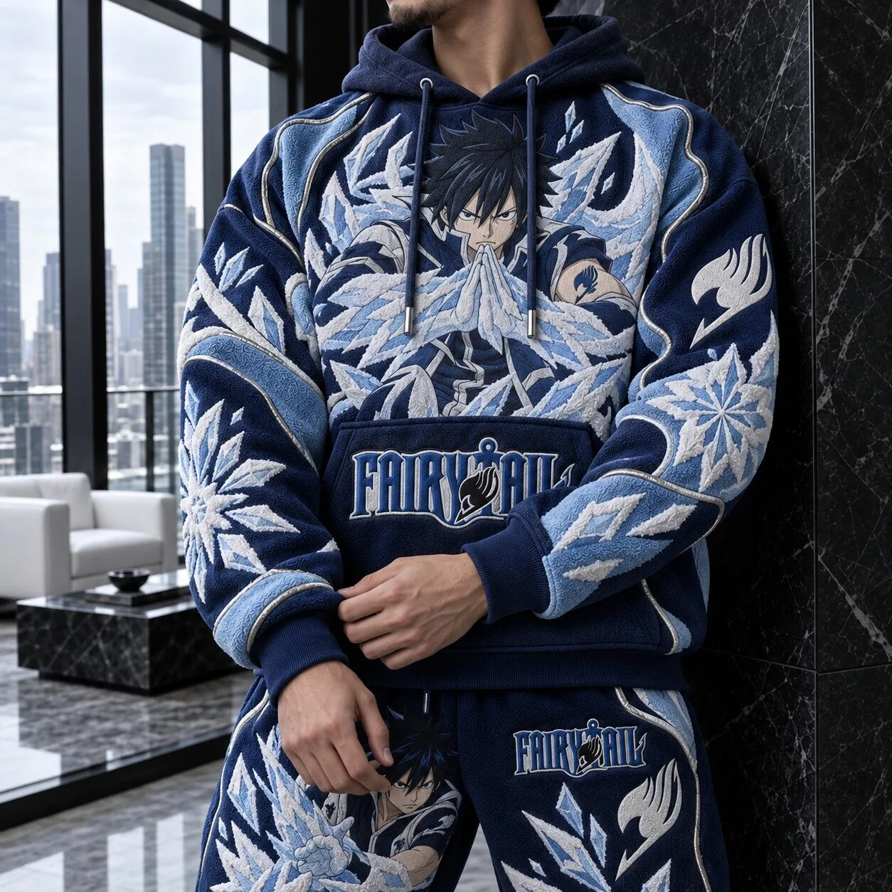 Fairy Tail Gray Fullbuster Anime Embroidered Winter Hoodie 1 Fairy Tail Gray Fullbuster Anime Embroidered Winter Hoodie