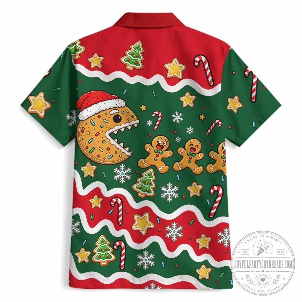 Christmas Pac-Man Gingerbread Man Candy Cane Holiday Hawaiian Shirt 7 Christmas Pac-Man Gingerbread Man Candy Cane Holiday Hawaiian Shirt