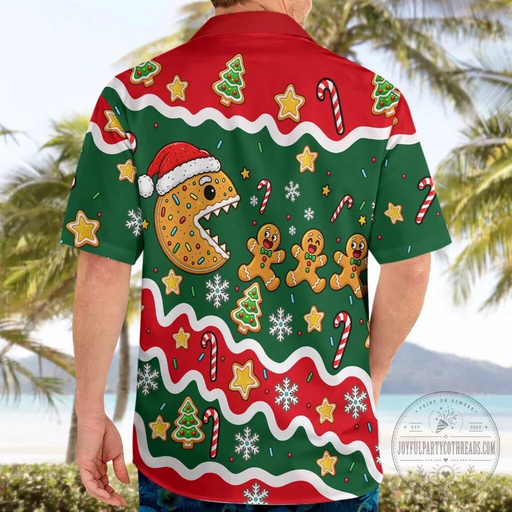 Christmas Pac-Man Gingerbread Man Candy Cane Holiday Hawaiian Shirt 9 Christmas Pac-Man Gingerbread Man Candy Cane Holiday Hawaiian Shirt