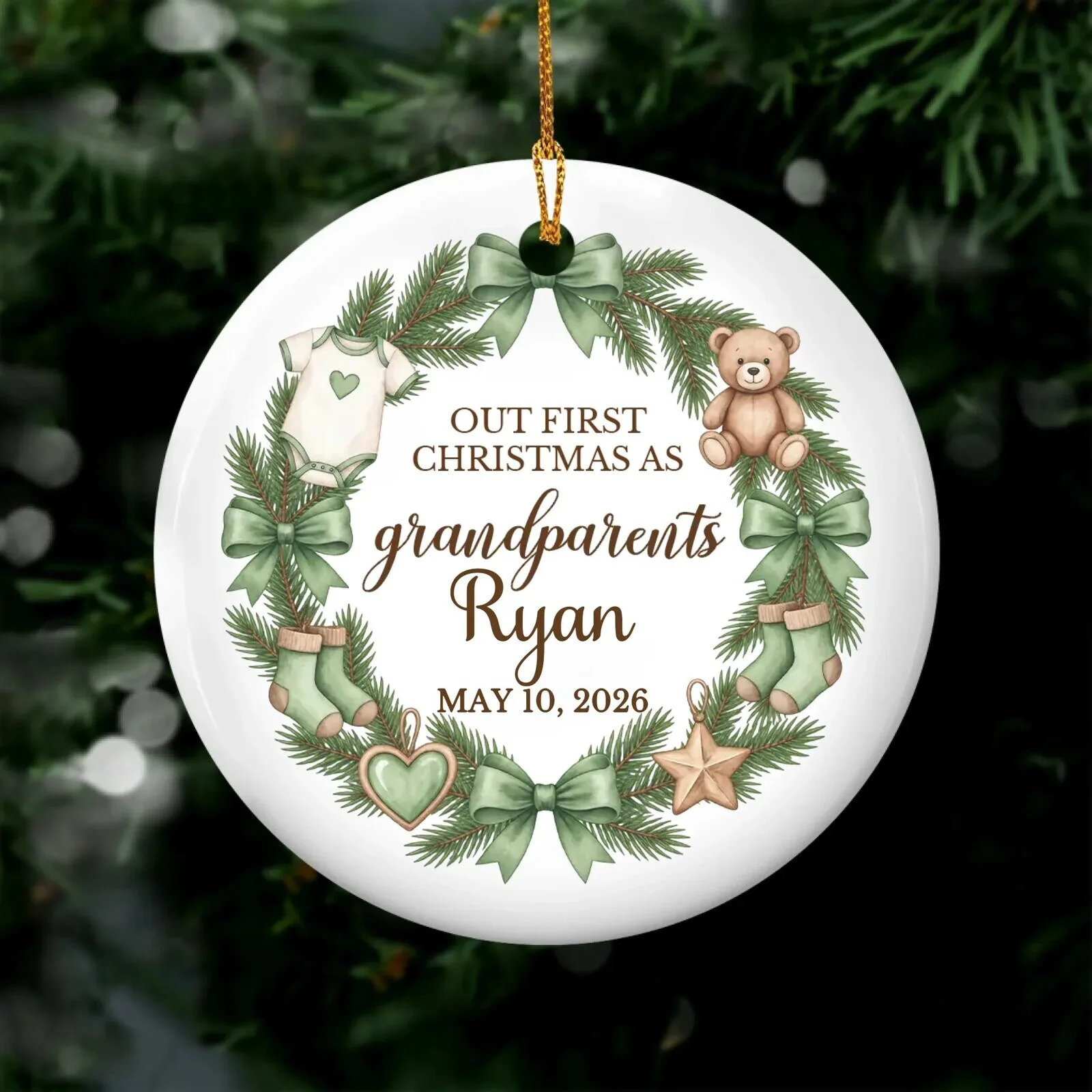 Our First Christmas As Grandparents Personalized Baby Name Ornament 5 Our First Christmas As Grandparents Personalized Baby Name Ornament