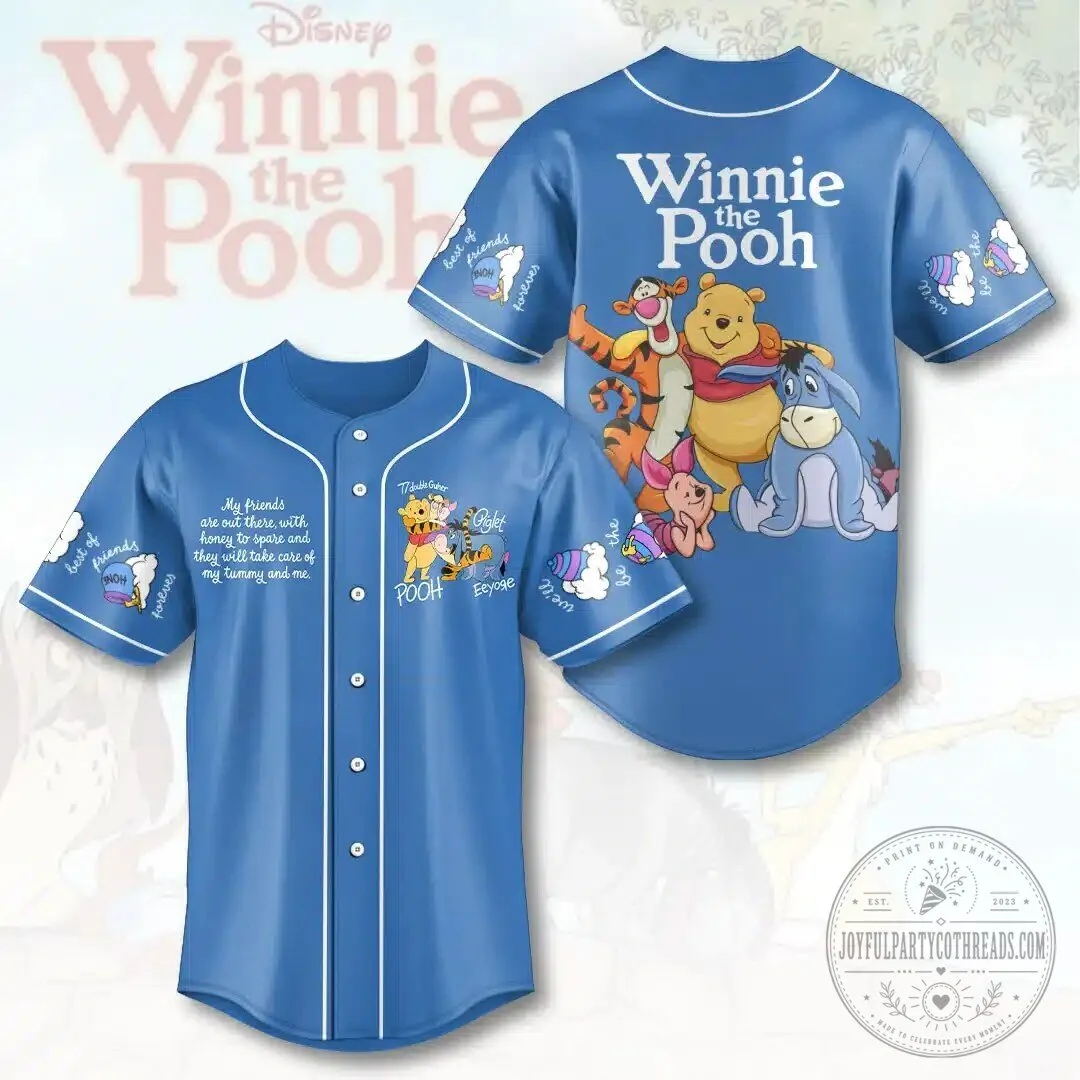 Winnie the Pooh and Friends Blue Disney Baseball Jersey