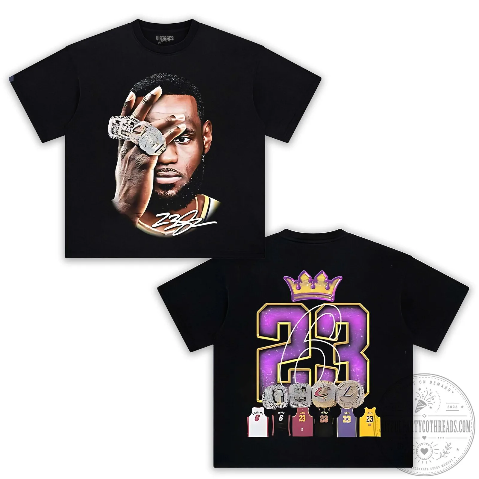 LeBron James Championship Rings Basketball Legend Black T-Shirt