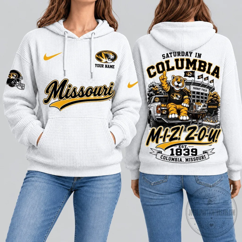 Missouri Tigers NCAA Saturday Gameday Waffle Knit Hoodie Missouri Tigers NCAA Saturday Gameday Waffle Knit Hoodie