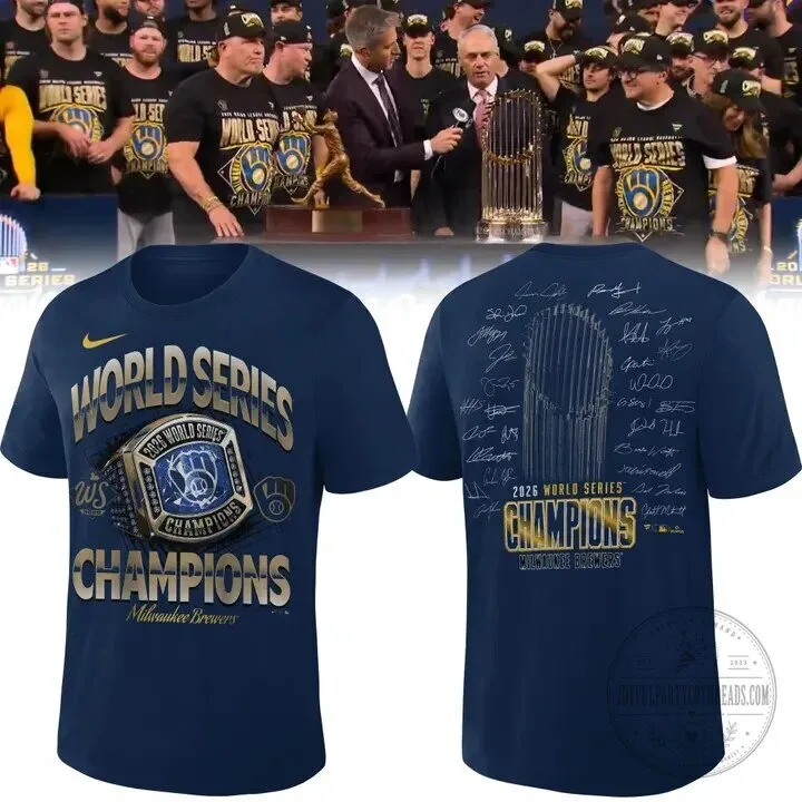 Milwaukee Brewers 2026 World Series Champions Locker Room Signature T-Shirt 6 Milwaukee Brewers 2026 World Series Champions Locker Room Signature T-Shirt