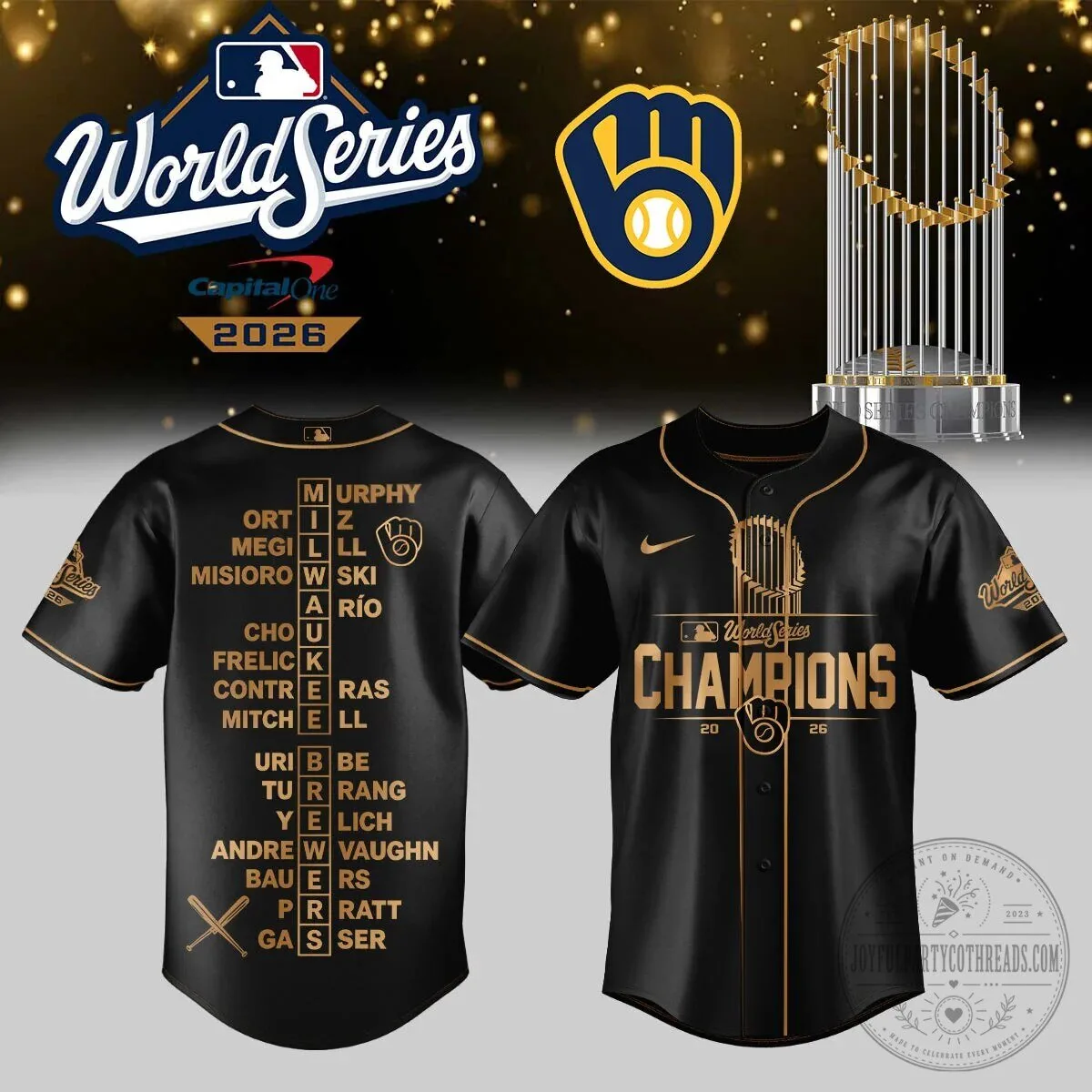 Milwaukee Brewers 2026 World Series Champions Black Gold Baseball Jersey