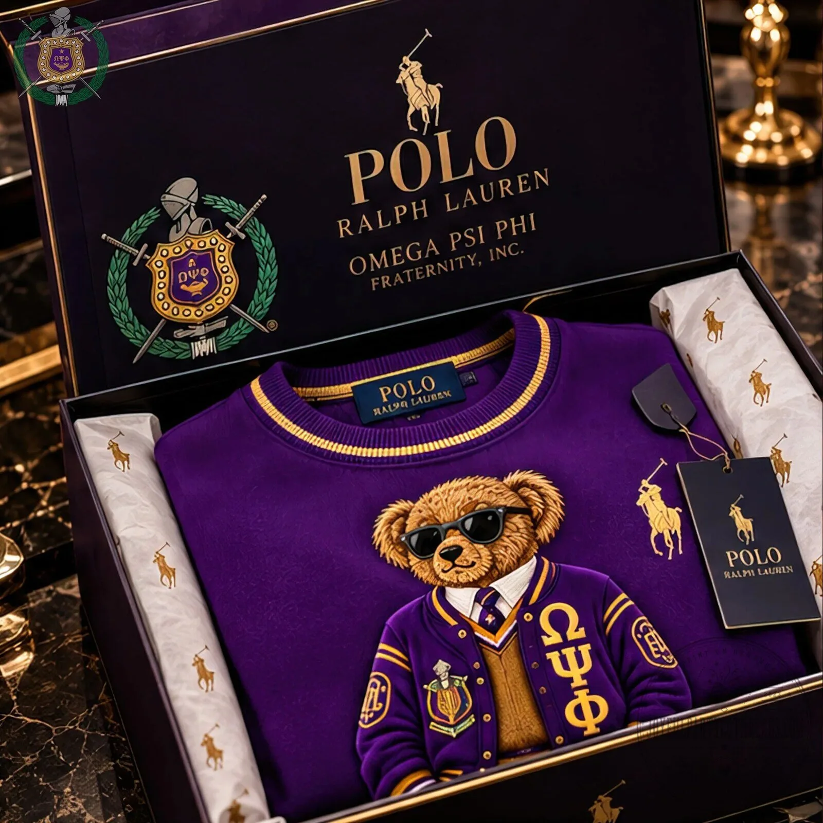 Omega Psi Phi Fraternity Polo Ralph Lauren Purple Crewneck Sweatshirt 7 Omega Psi Phi Fraternity Polo Ralph Lauren Purple Crewneck Sweatshirt