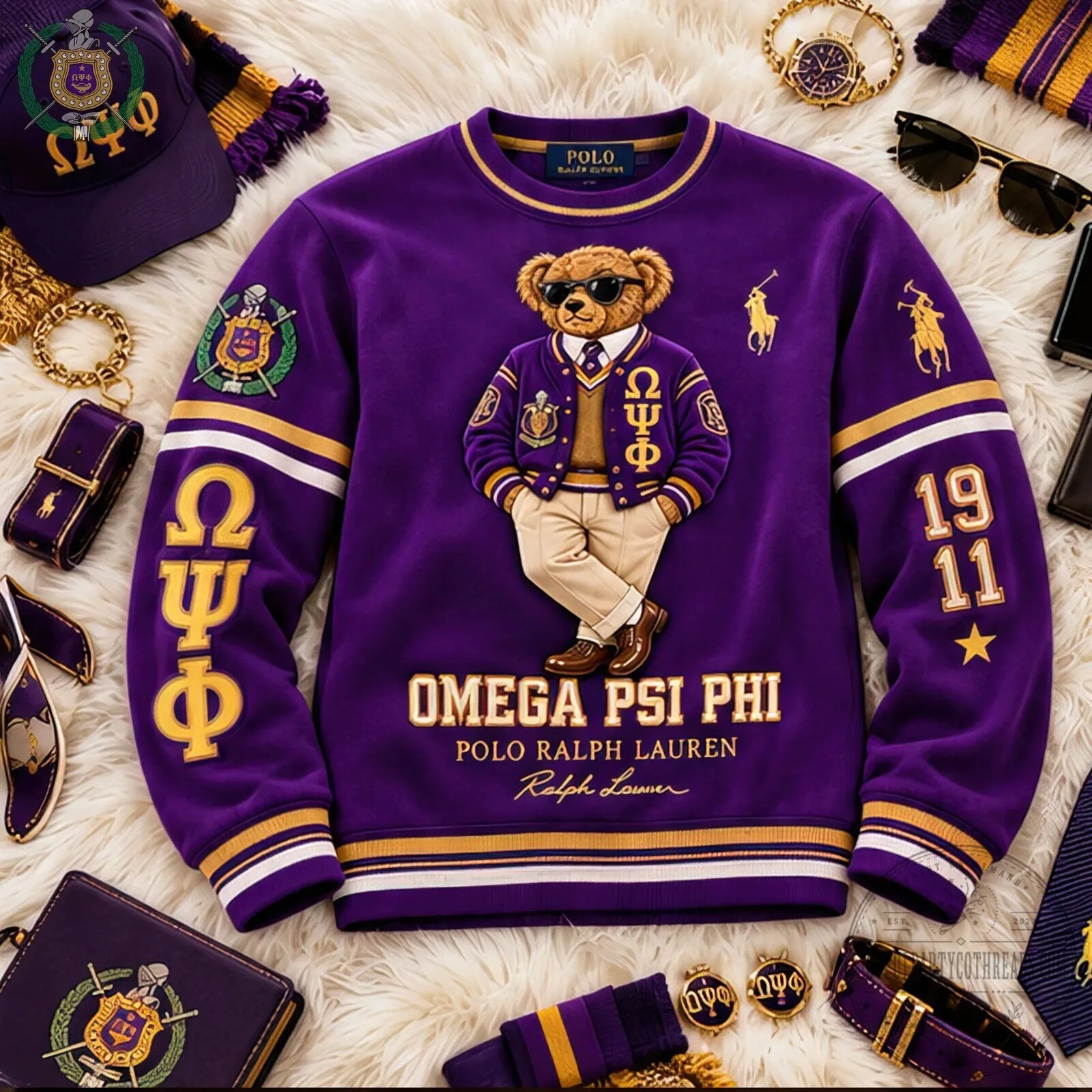 Omega Psi Phi Fraternity Polo Ralph Lauren Purple Crewneck Sweatshirt 8 Omega Psi Phi Fraternity Polo Ralph Lauren Purple Crewneck Sweatshirt