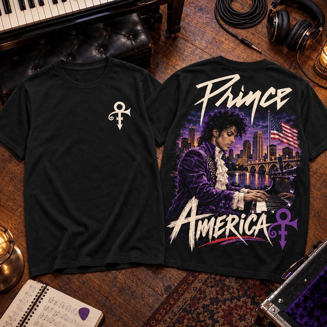 Prince Purple Rain America Graphic T-Shirt for Music Fans and Concert Nights
