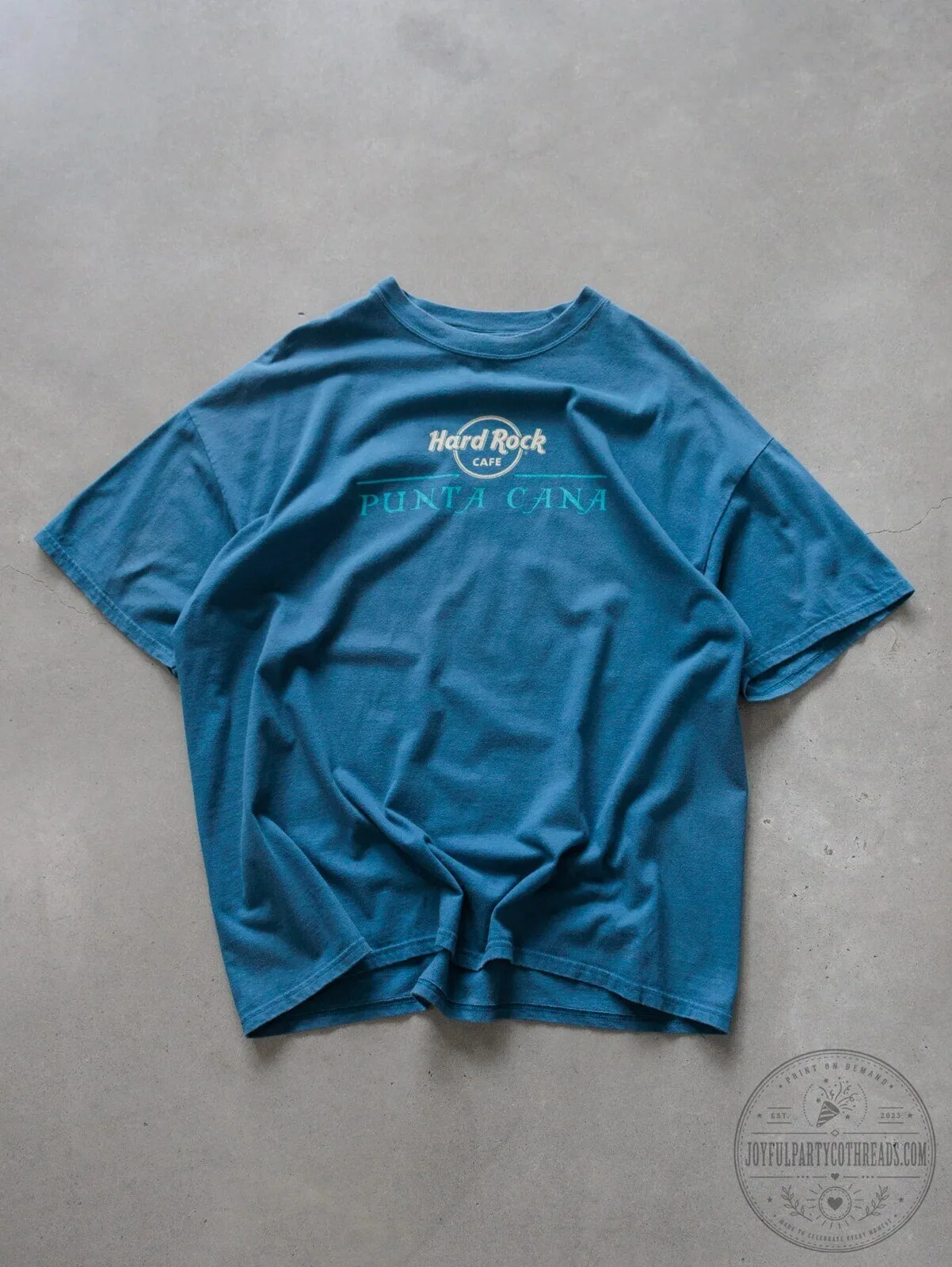 Vintage Hard Rock Cafe Punta Cana Blue Graphic Print Short Sleeve T-Shirt