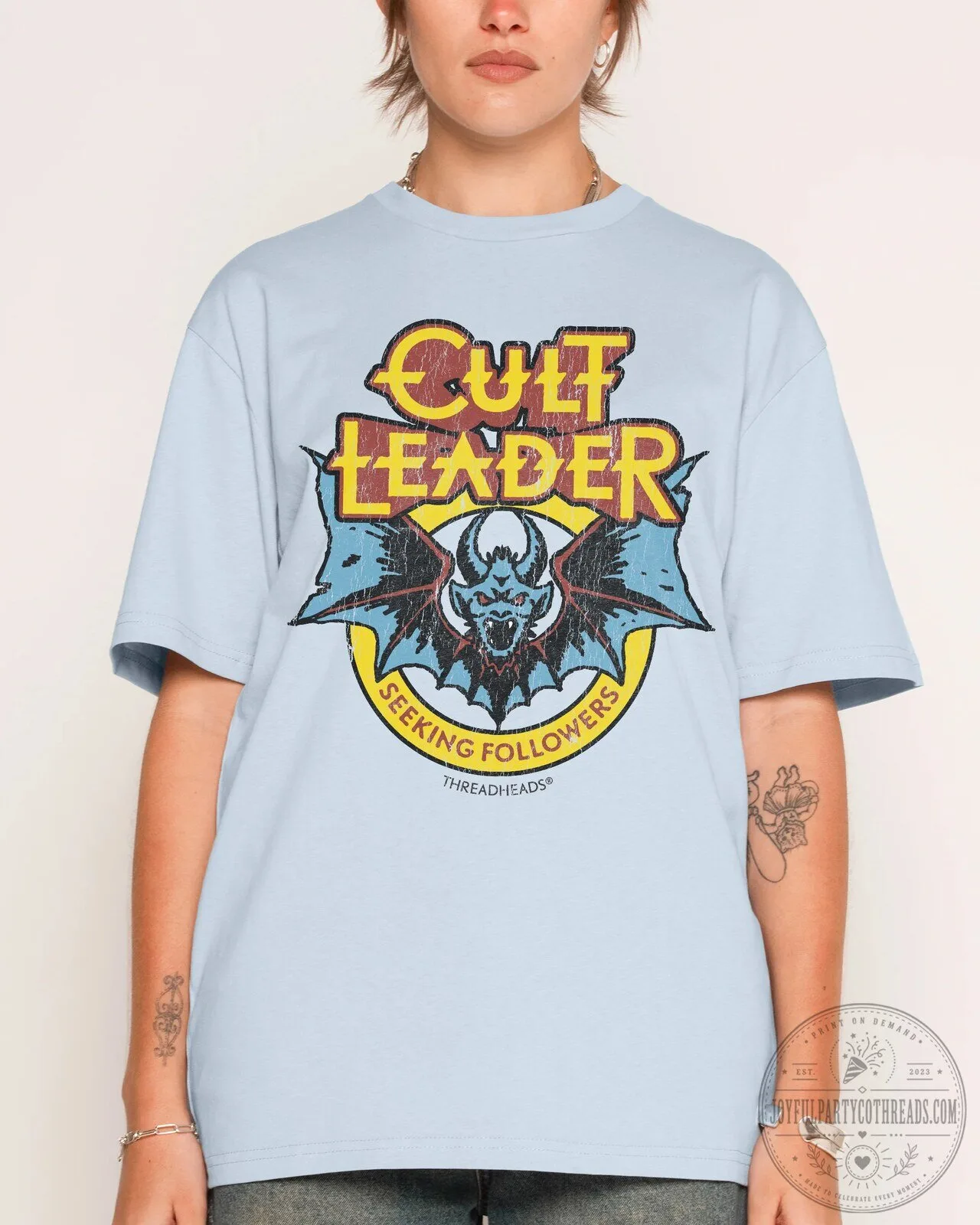 Cult Leader Seeking Followers Bat Demon Graphic Print Brown T-Shirt 6 Cult Leader Seeking Followers Bat Demon Graphic Print Brown T-Shirt