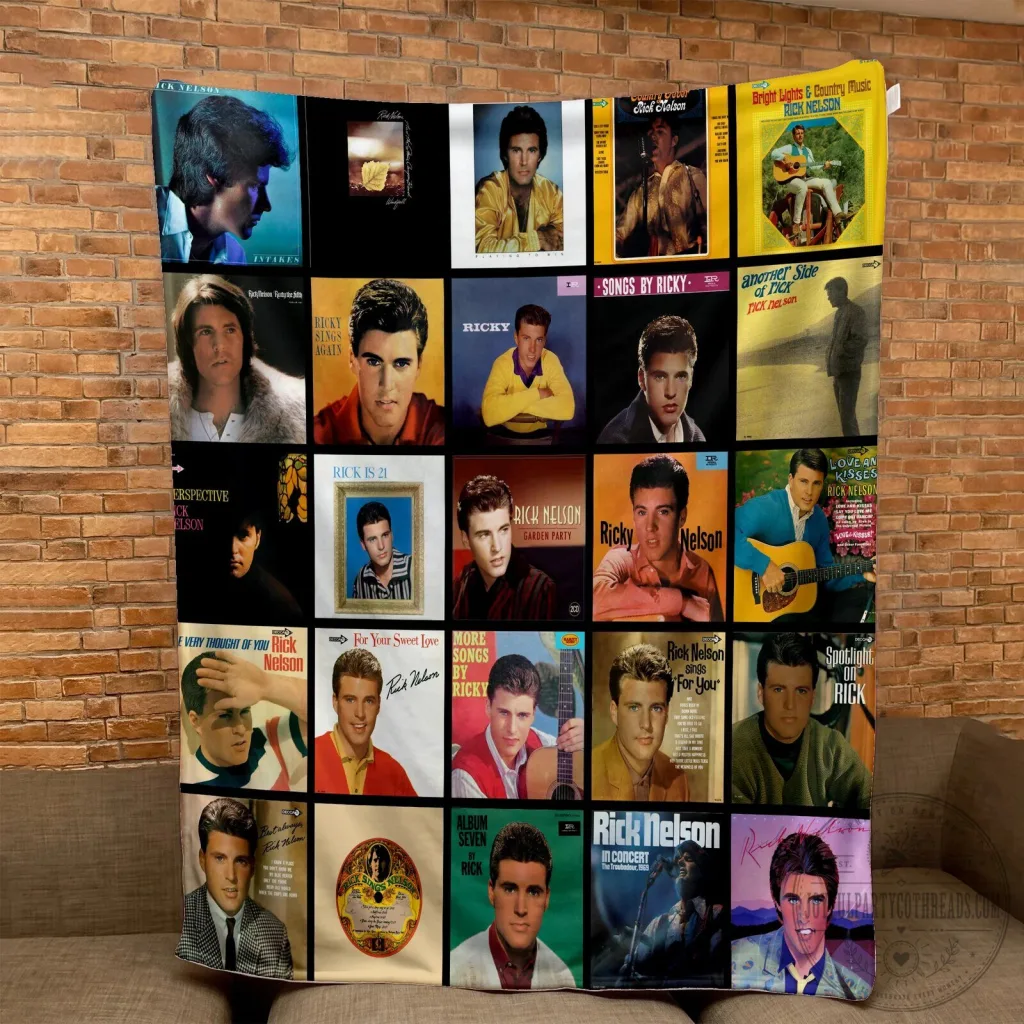 Ricky Nelson Albums Collage Sherpa Blanket - Soft Cozy Throw for Music Fans Ricky Nelson Albums Collage Sherpa Blanket - Soft Cozy Throw for Music Fans