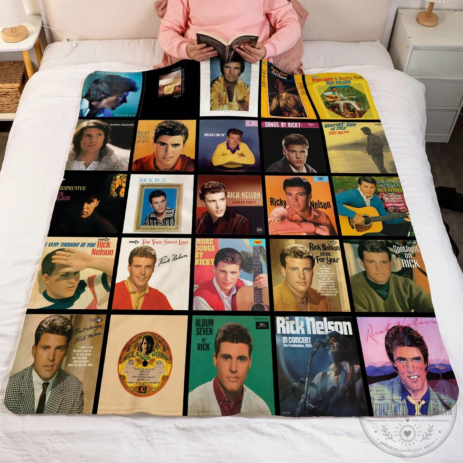 Ricky Nelson Albums Collage Sherpa Blanket - Soft Cozy Throw for Music Fans 6 Ricky Nelson Albums Collage Sherpa Blanket - Soft Cozy Throw for Music Fans